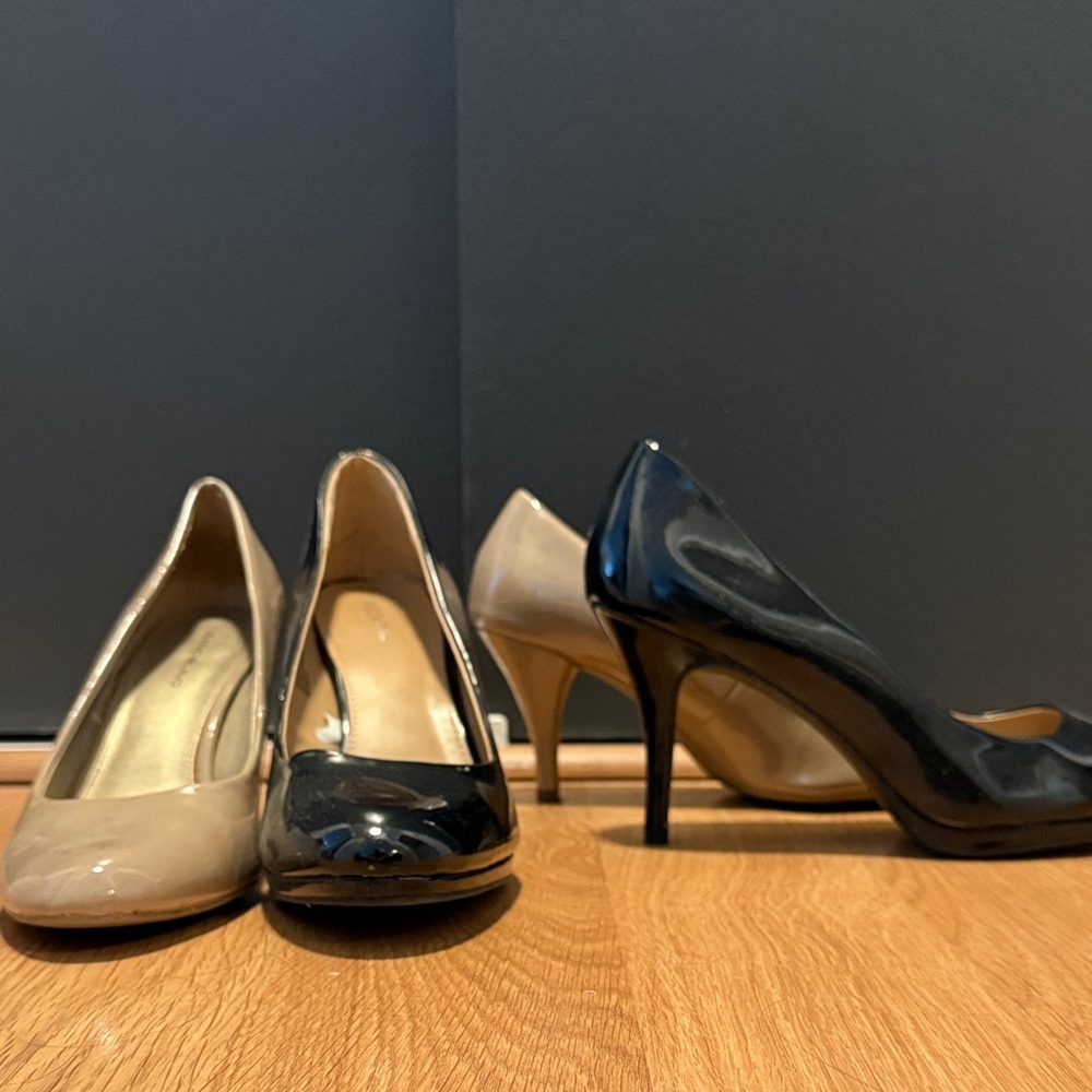 Elegant Black and Beige Women's Heels